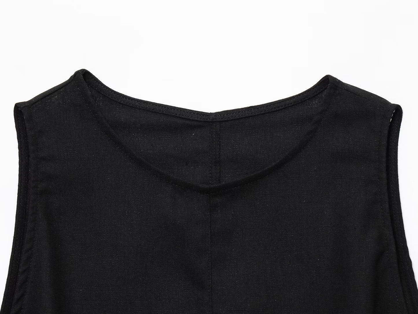 Women's new fashion bow Lace up design sleeveless linen blend top