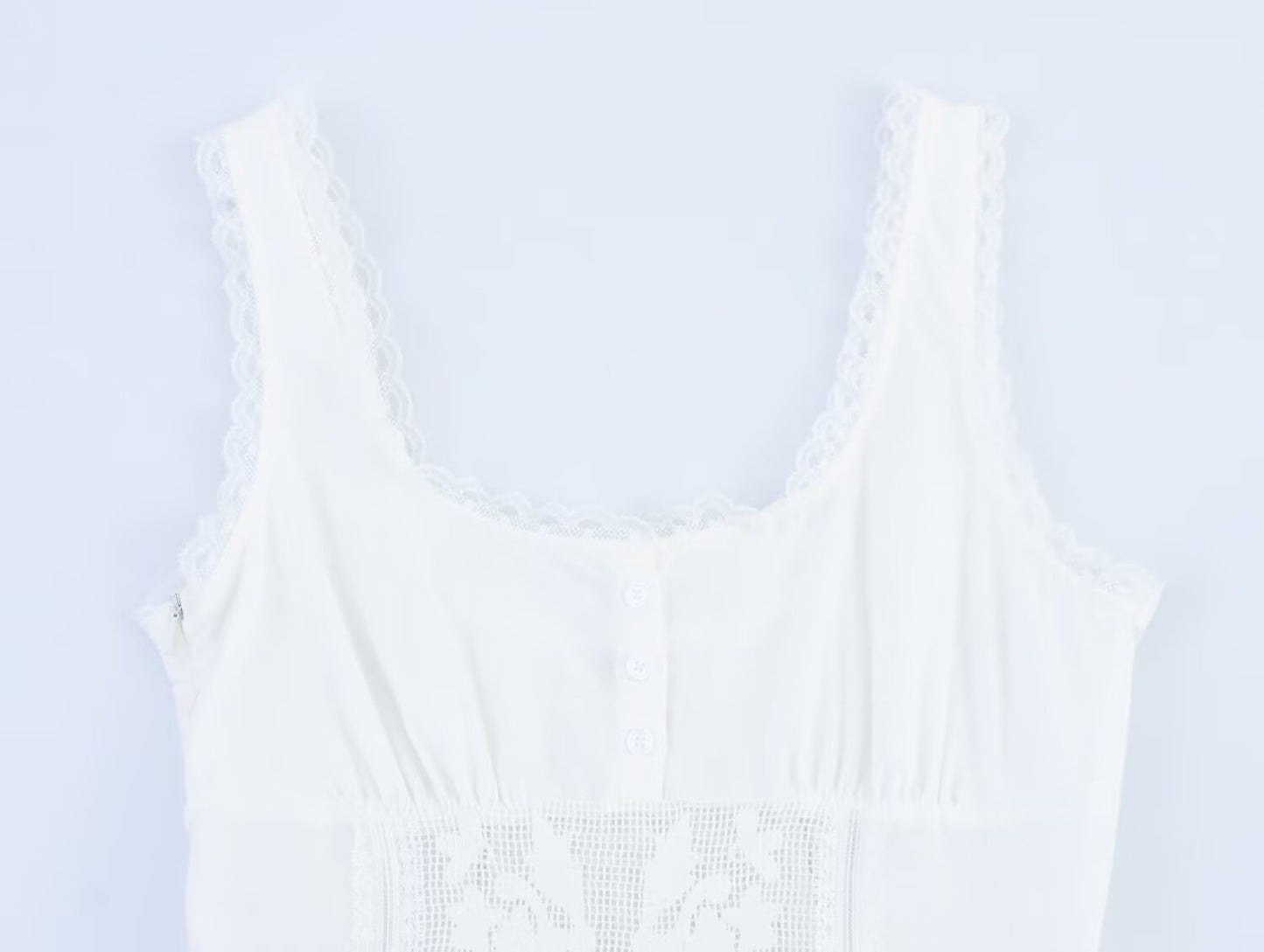 Ladies' New Fashion Embroidered Lace Decoration Slim Wide Shoulder Strap Mini Dress