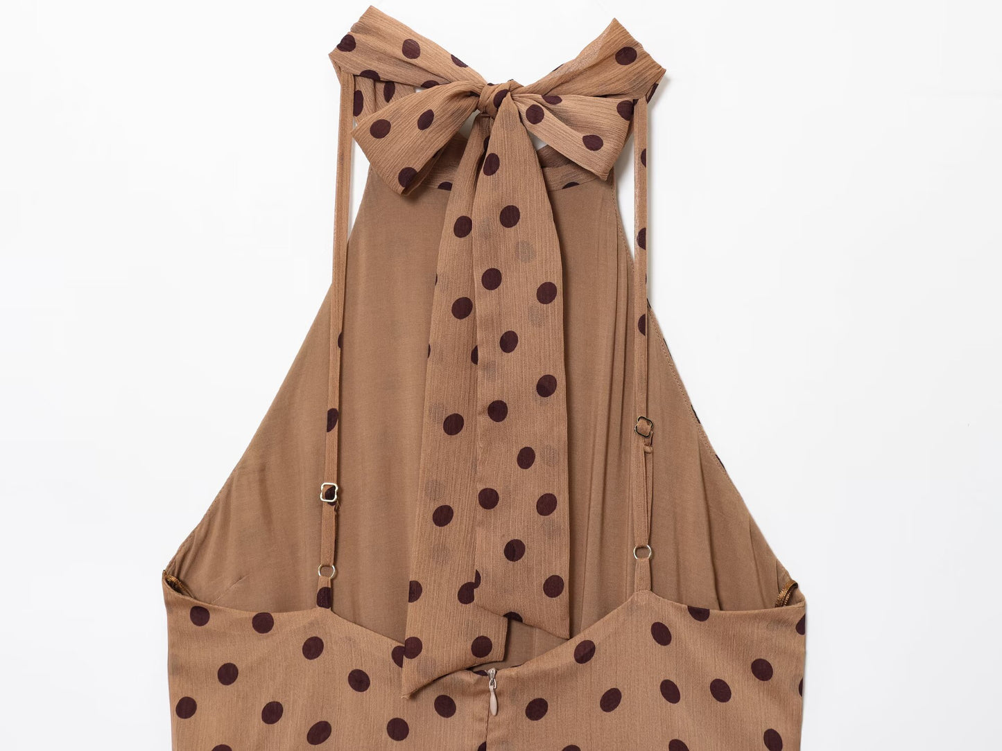 Women's chic fashion With Belt polka dot hanging neck MIDI dress
