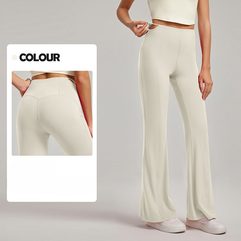 Women's New Fashion Joker Slim Hip Micro-La Yoga Pants Sexy Little Straight Leg High Elastic Fitness Pants.