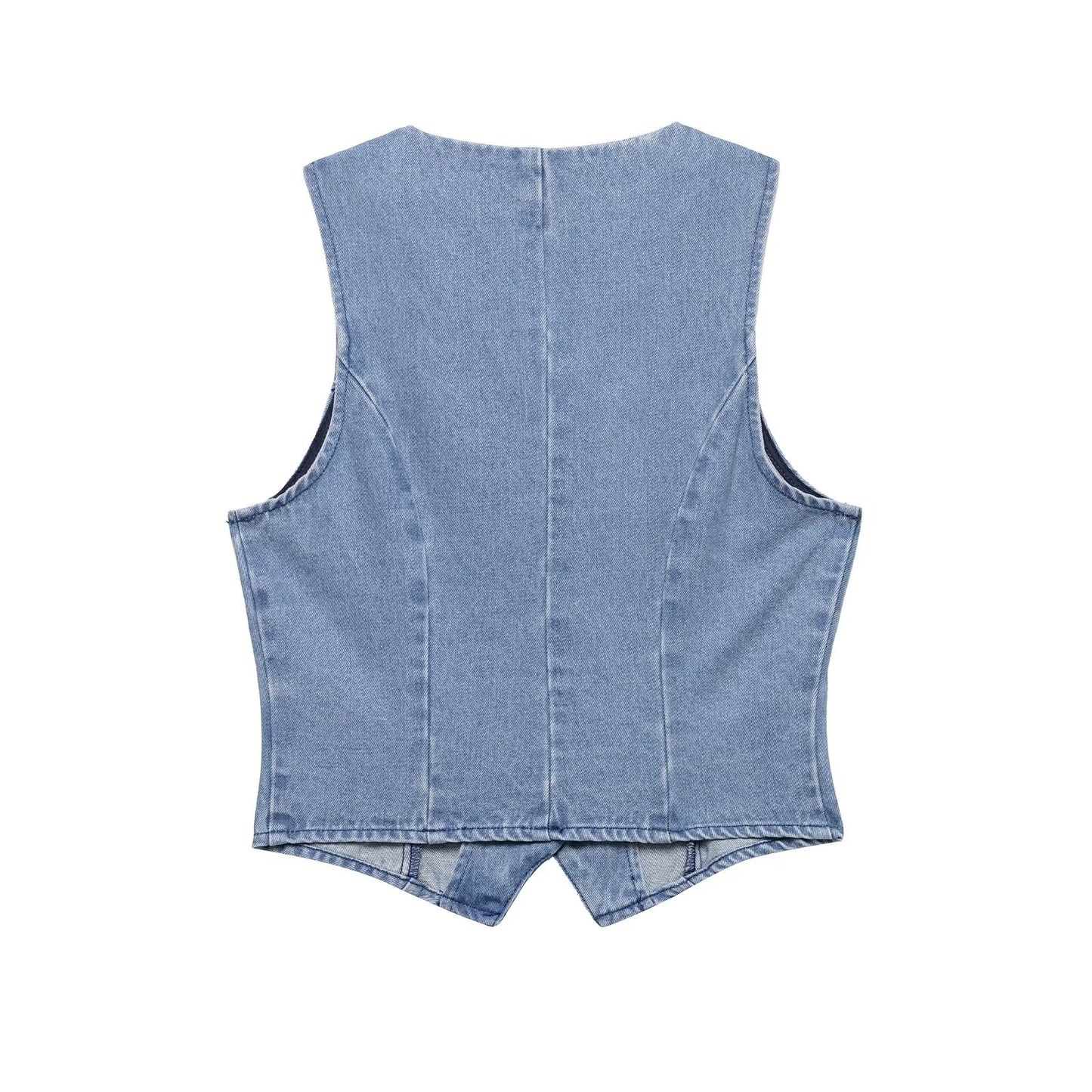 Women's 2025 new fashion slim single breasted denim vest+Jeans Women's suit