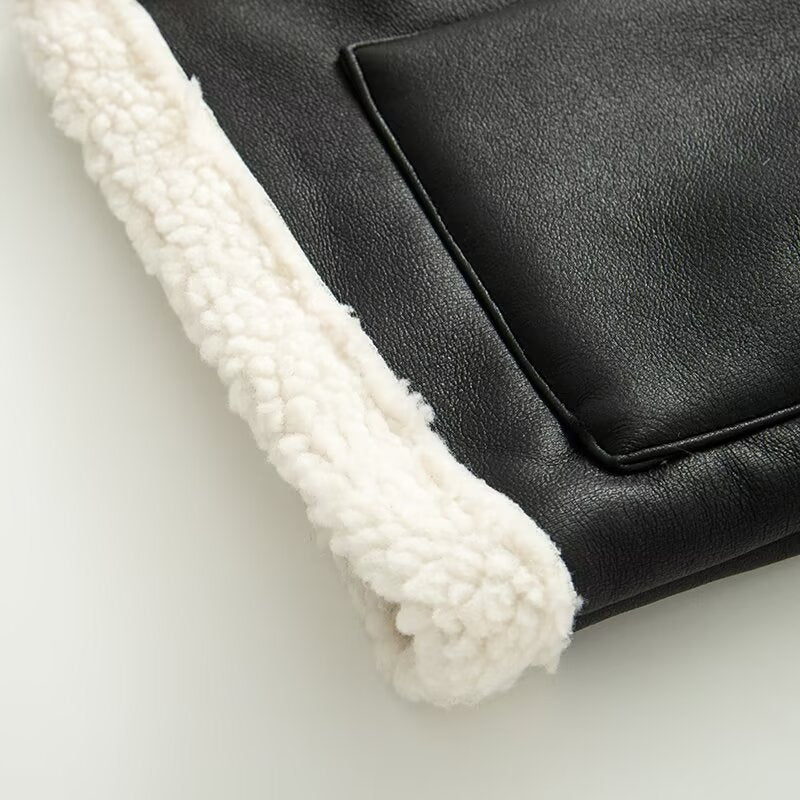 Women's patchwork fleece Fur Faux Leather vest Coat