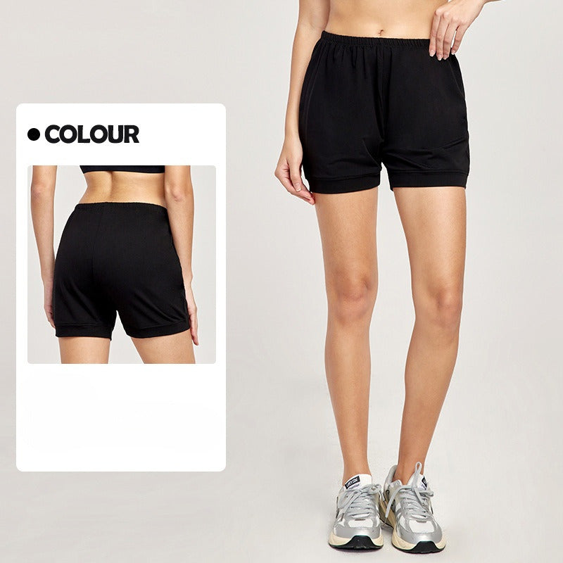 Women's New Fashion Joker Solid Color Cotton Loose Breathable Shorts Anti-exposure Elastic Fitness Yoga Shorts