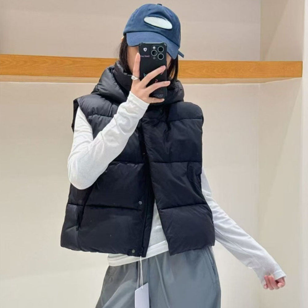 Women's new leisure sports plus velvet hooded collar jacket jacket vest