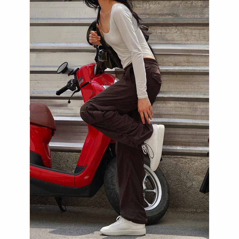 LU Women's New Fashion Joker Loose Waist Sports Casual Overalls Straight Women's Trousers