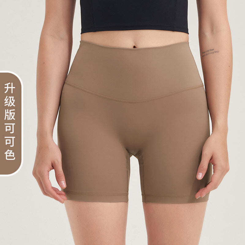 LU women's new nude new double-sided grinding pants yoga pants high waist hip peach shorts fitness pants