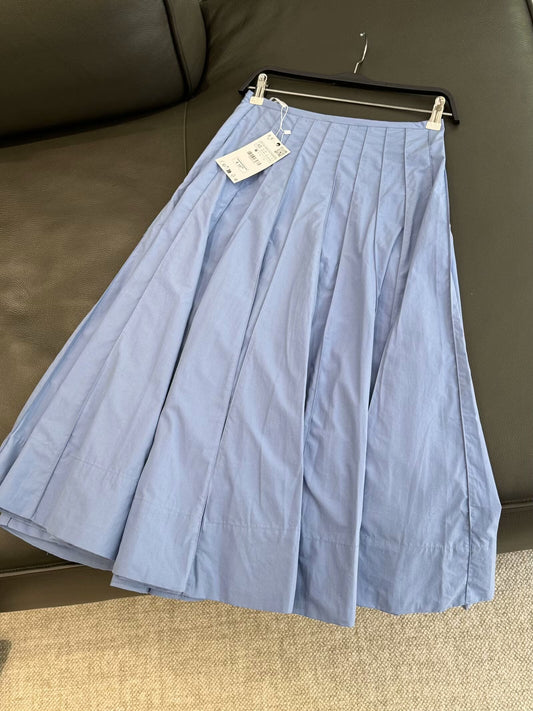 Women's 2025 fashion wide pendulum midi skirt retro high waist skirt 