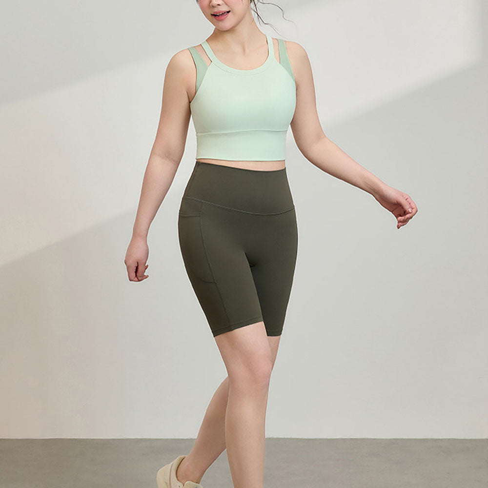 LU 2026 women's new running shockproof yoga vest shorts set