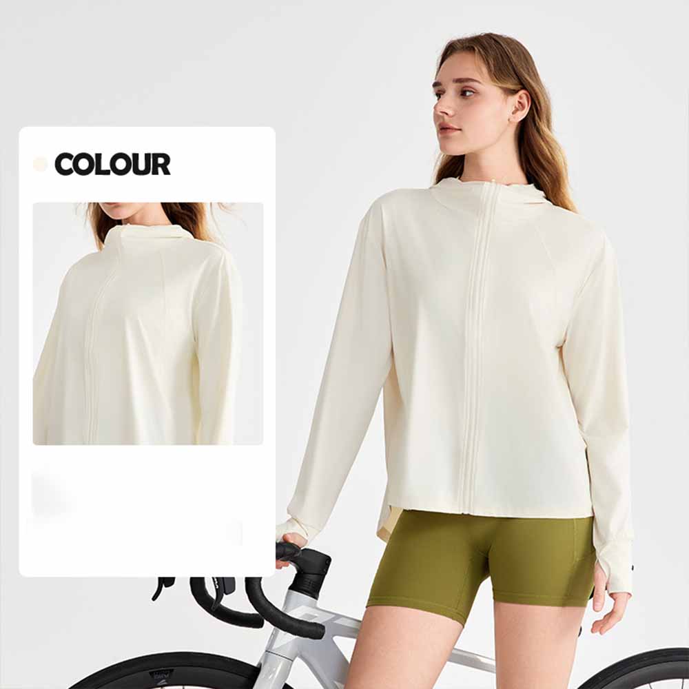 Women's New Fashion Joker Outdoor Sports Loose Cool Breathable Hooded Sunscreen Coat Hip Sunscreen Clothing.
