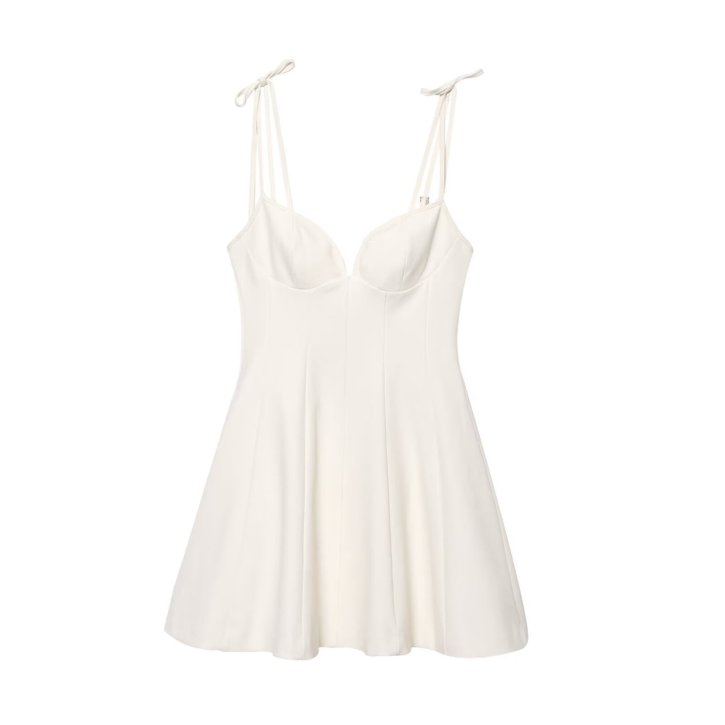 Women's new fashion bow shoulder strap sleeveless backless wide swing mini dress