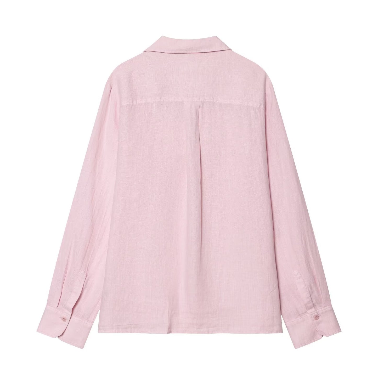 suit Women's 2 pieces pocket decoration linen blend shirt+Pants
