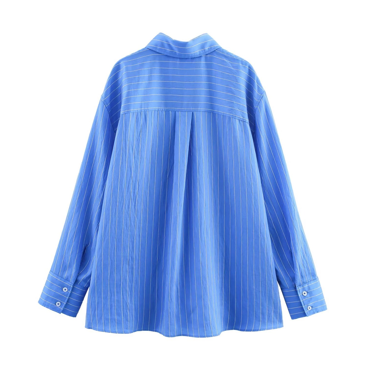 Women's new fashion loose single breasted striped shirt retro long sleeved button up women's shirt+Pants Women's suit