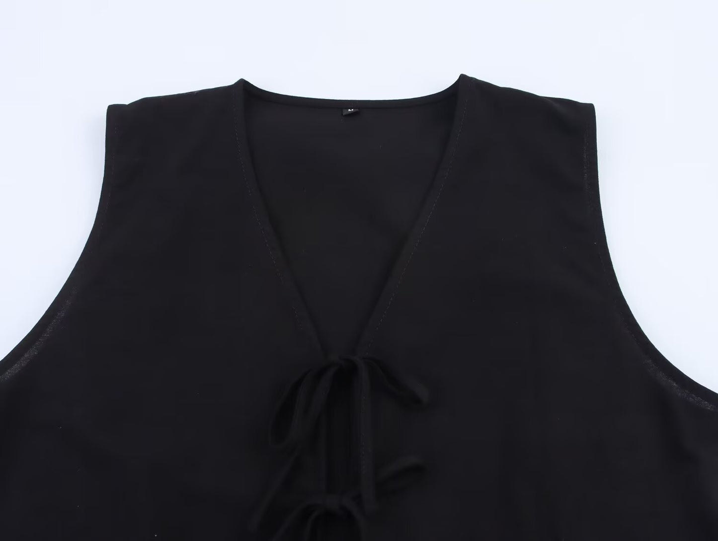 Women's new fashion hollow embroidery linen blended V-neck vest