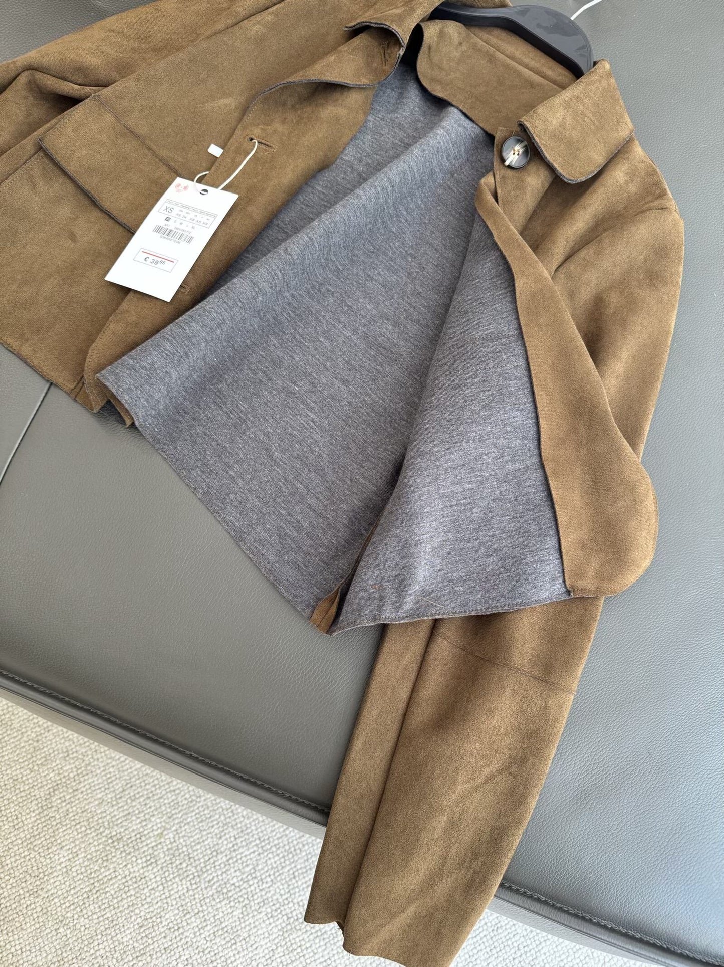 Women's 2025 fashion anti suede Leather effect short zipper jacket Coat