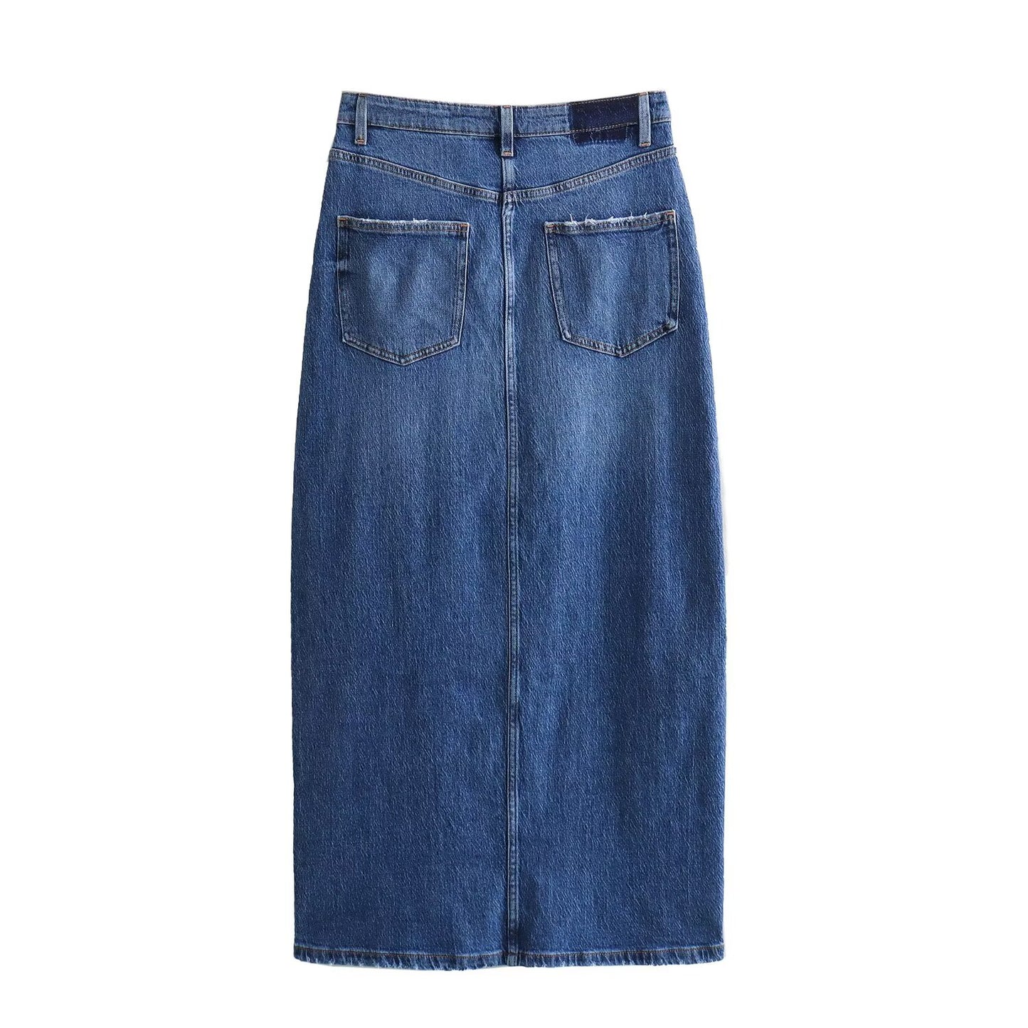 Women's new fashion Split design casual side pocket high waisted denim Midi skirt