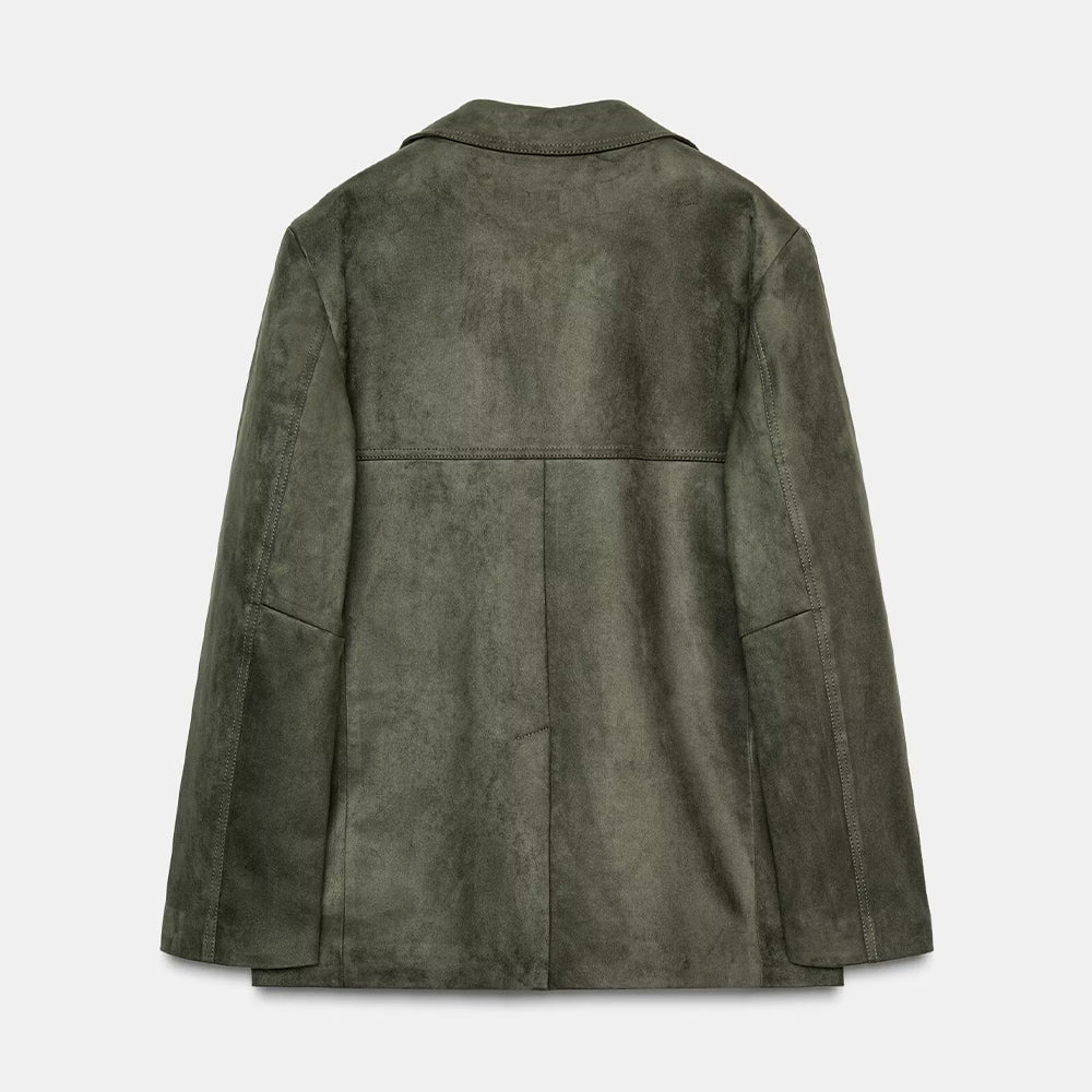 Women's new fashion anti suede effect loose single breasted suit jacket