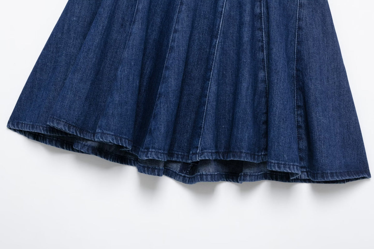 Women's 2025 new fashion casual high waist wide pleated denim mini skirt