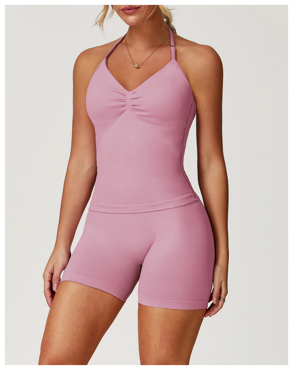 Women's New Fashion Seamless Yoga Breathable Sports Vest Seamless High Waist Yoga Shorts