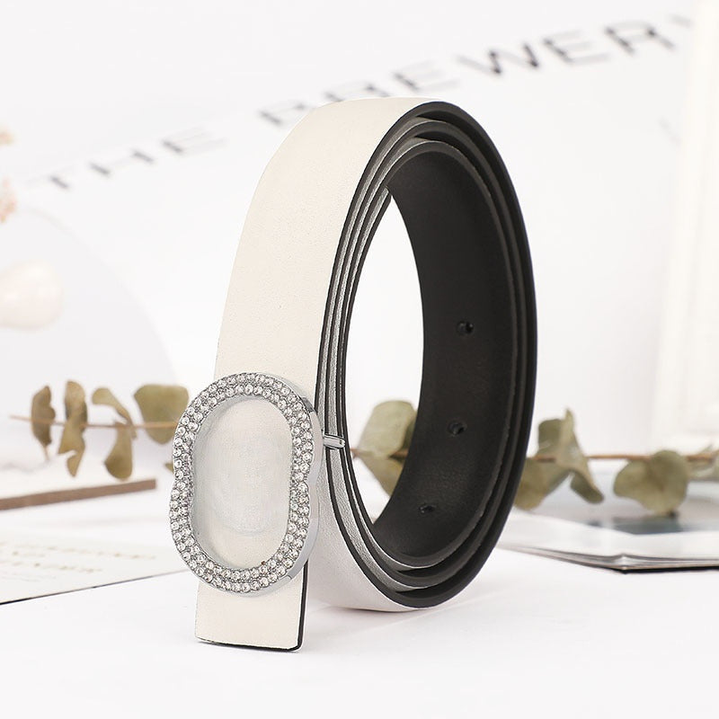 Women's New Temperament Joker Rhinestone Buckle Decoration with Belt with A Box