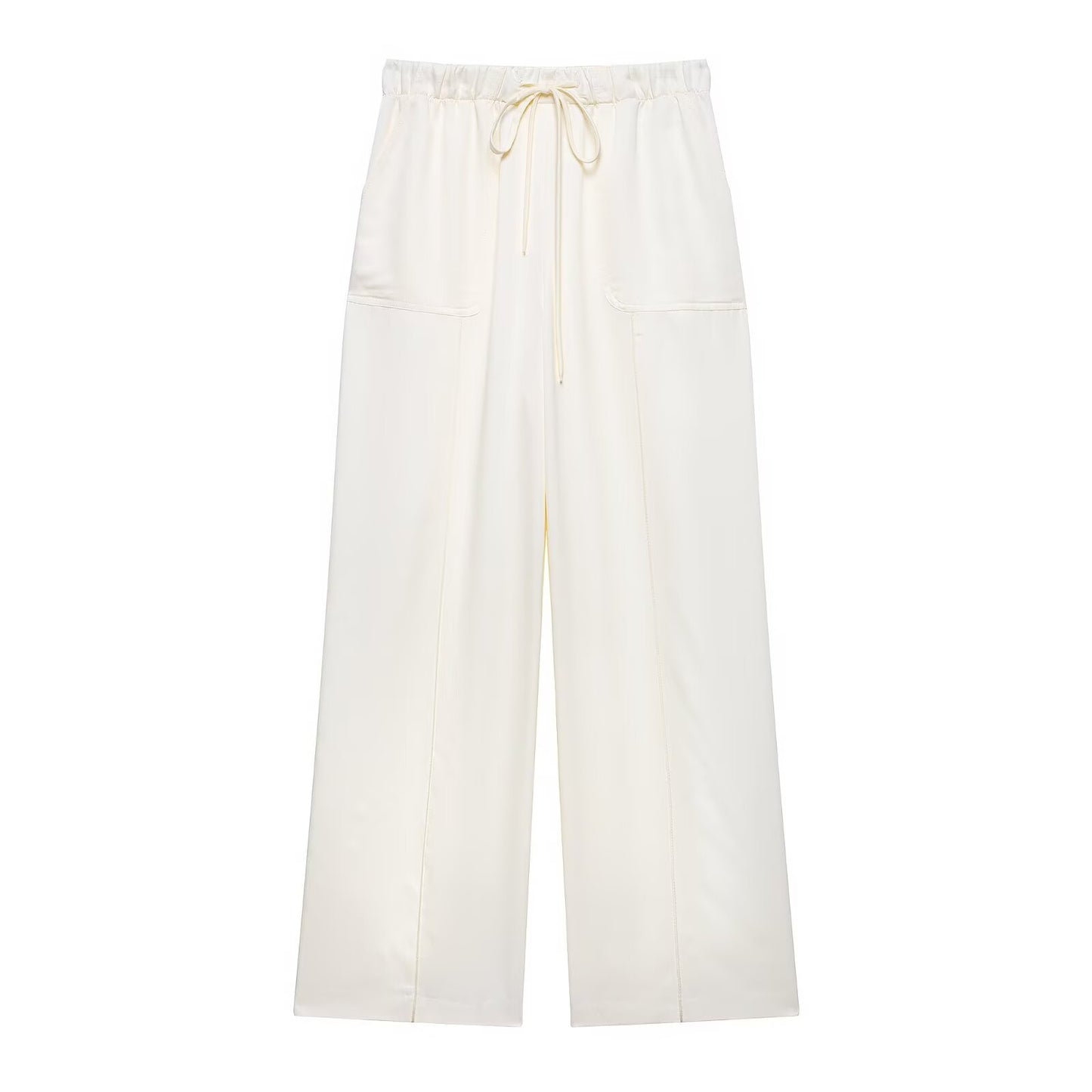 Women's new fashion loose elastic waist drawstring casual wide leg pants