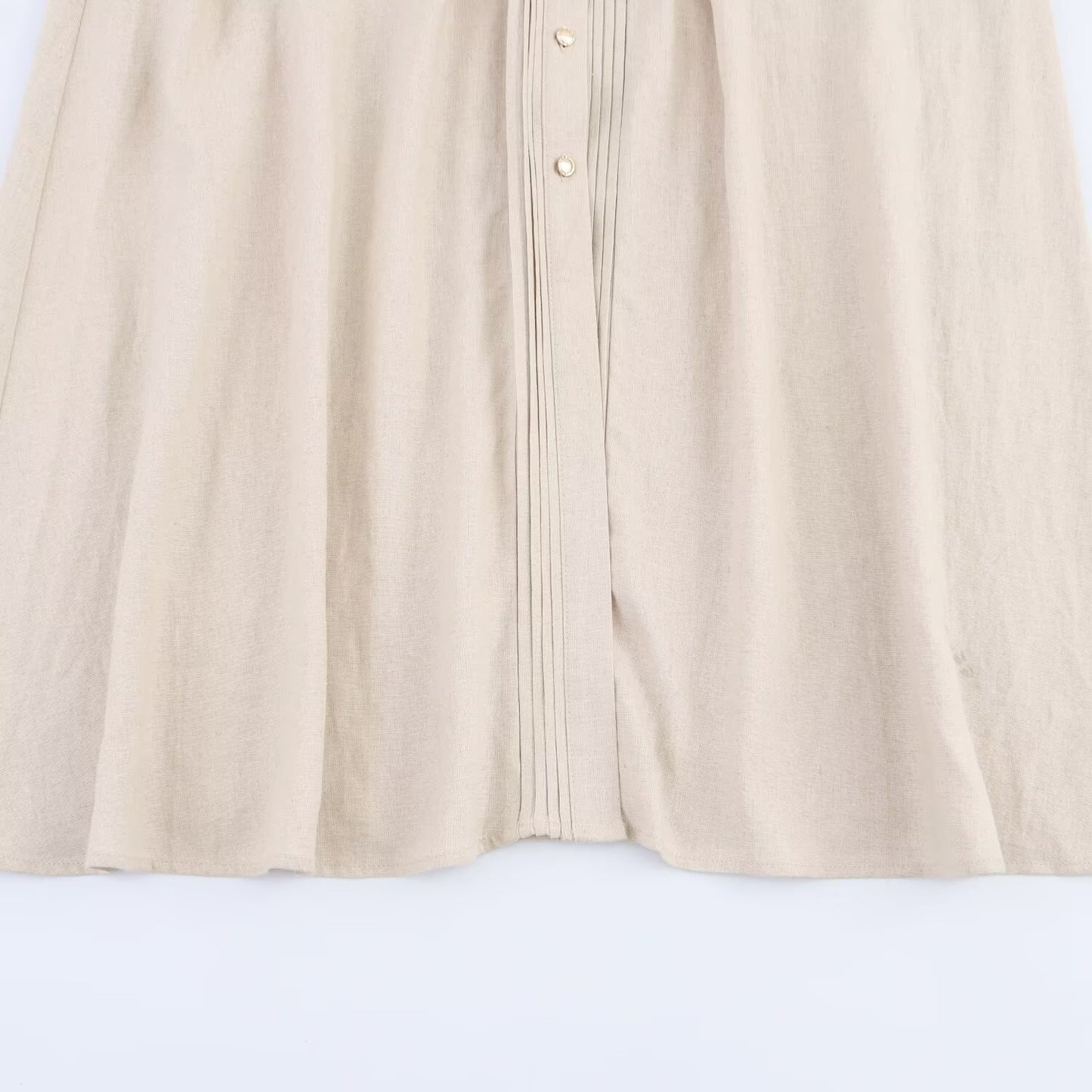 Women's' New Fashion With Belt Short sleeved Single breasted Linen Blended Midi Dress