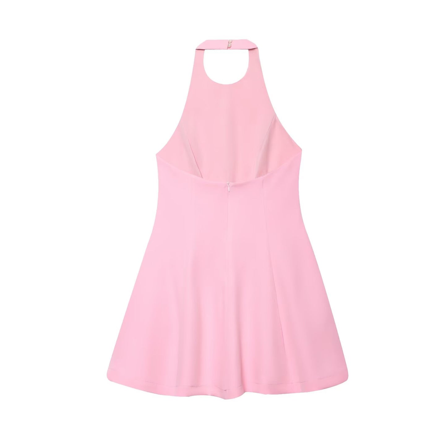 Women's new fashion wave style hem slim backless halter neck mini dress