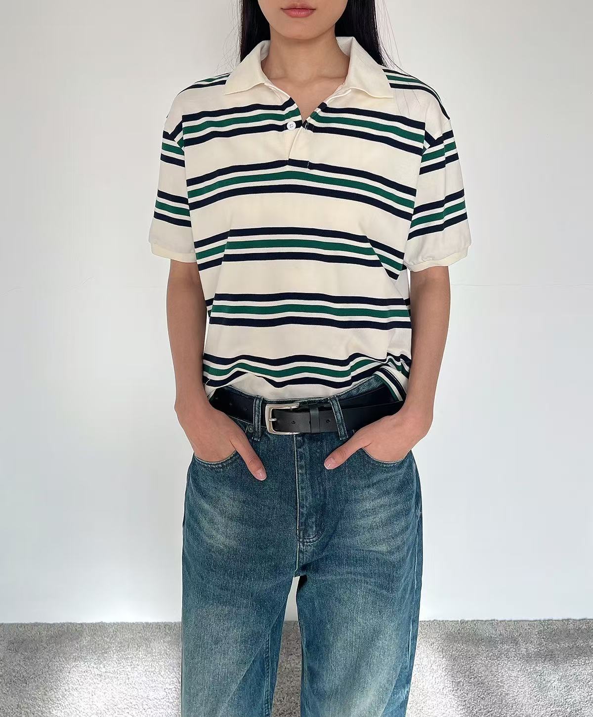 Women's 2025 New Fashion Cotton Striped Shirt Short Sleeves