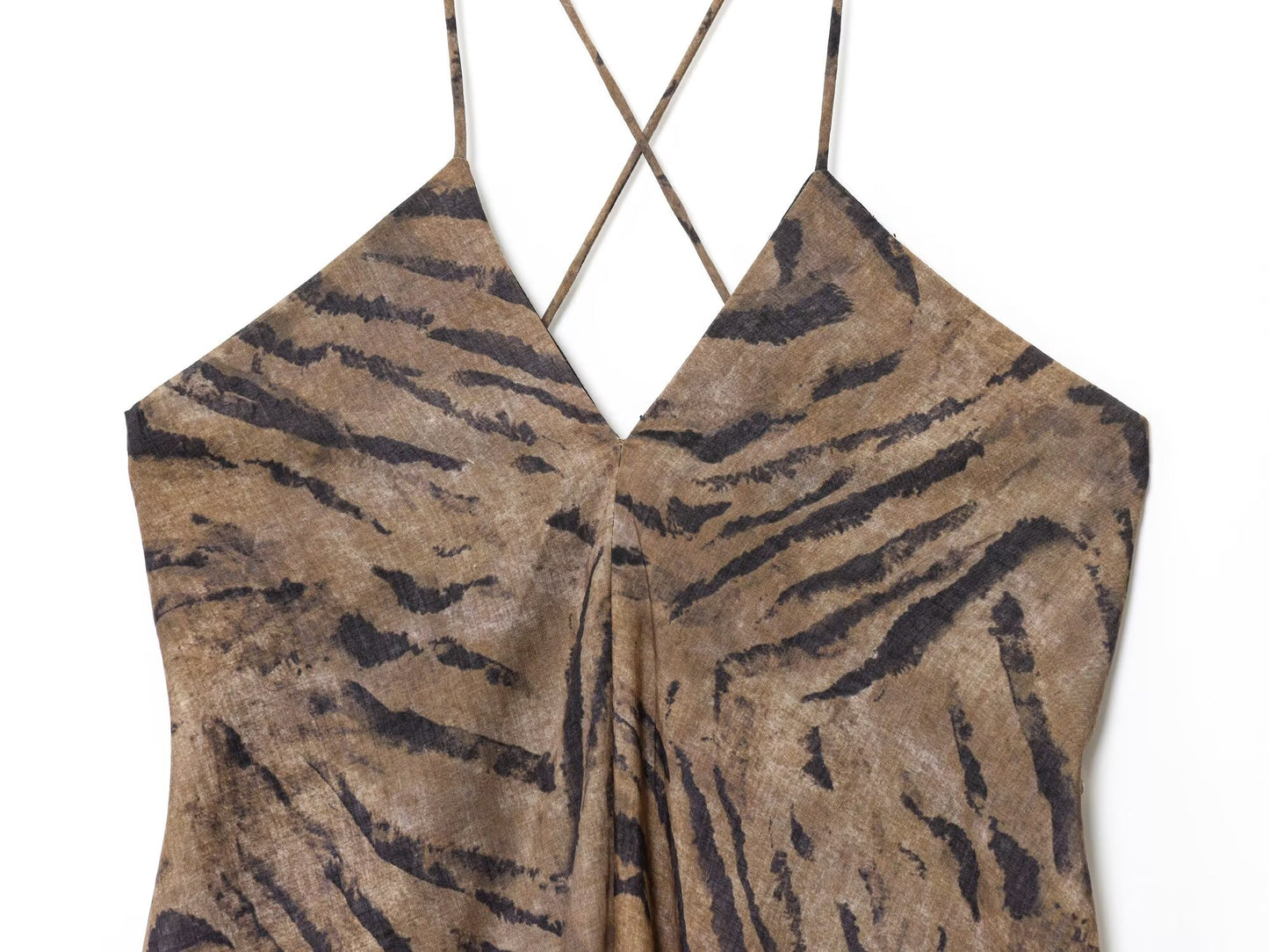 Women's Summer Fashion Vacation Style Sexy Printed suspender Midi Dress