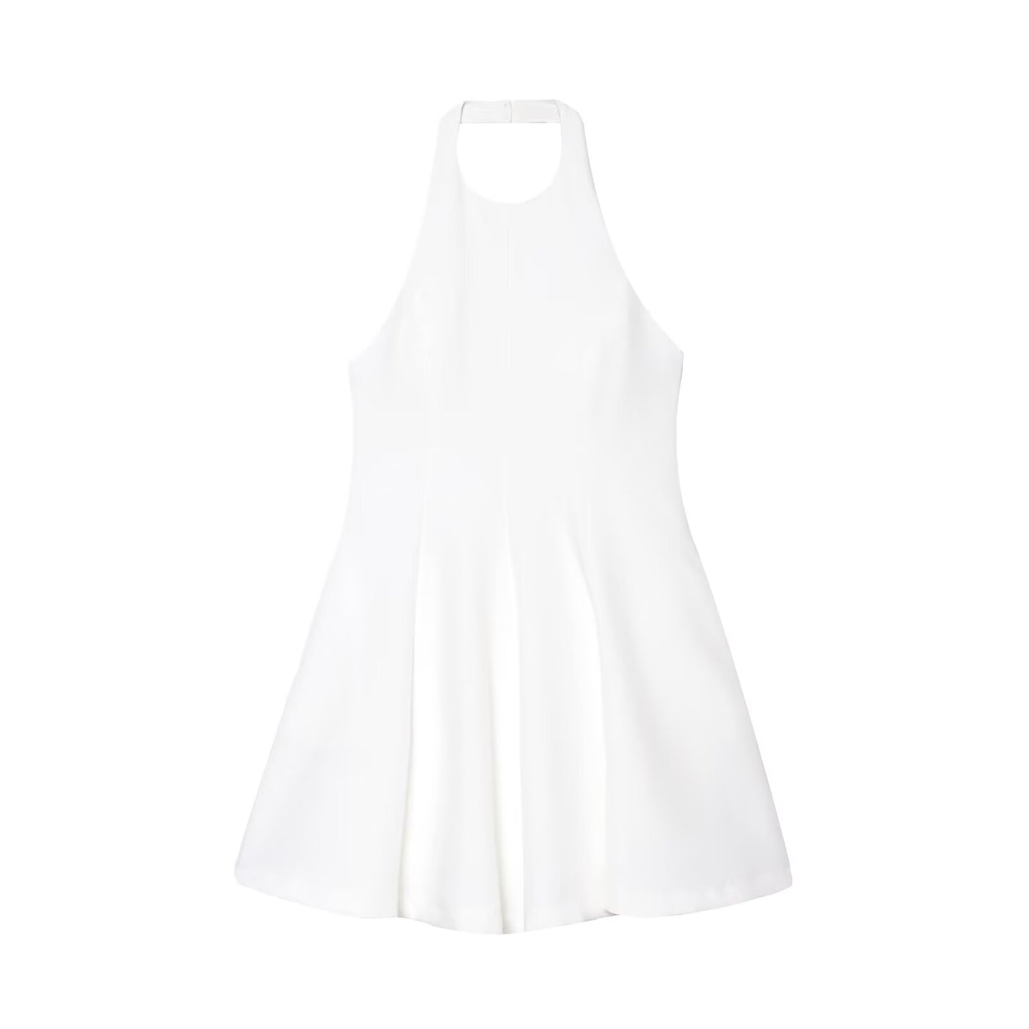 Women's new fashion wave style hem slim backless halter neck mini dress