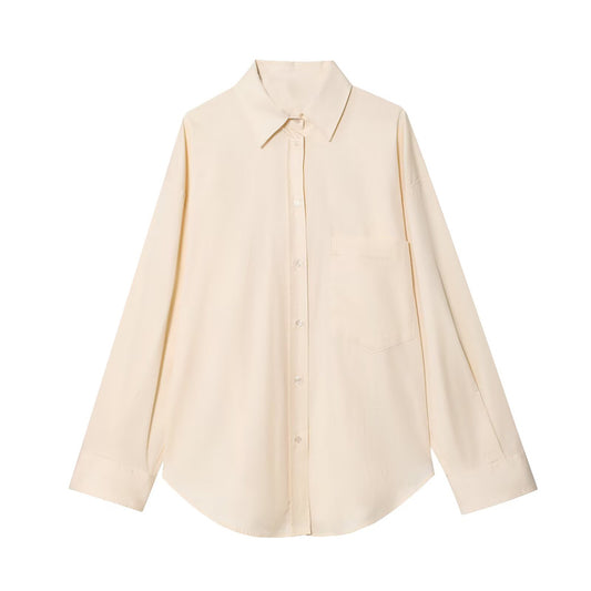 Women's new Fashion Lace up decoration loose Button-up shirt