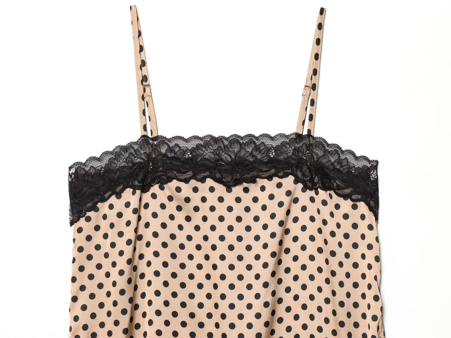 Women's lace decorative polka dot suspender dress