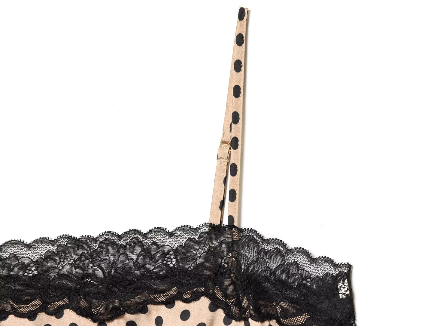 Women's lace decorative polka dot suspender dress