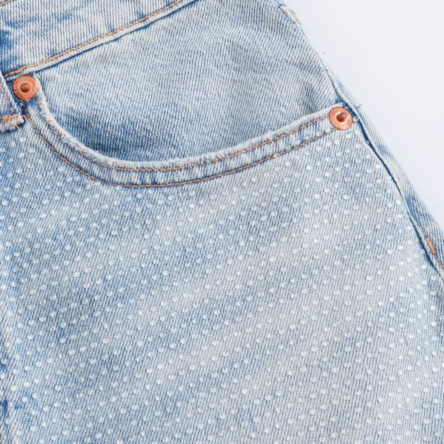 Women's new fashion rhinestone decoration casual high waisted denim shorts