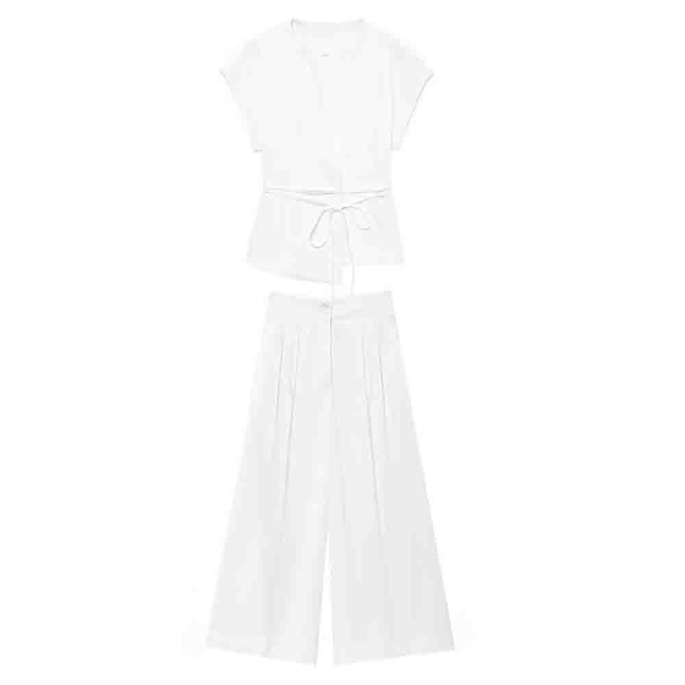 Women's new fashion with Belt casual linen blend V-neck vest+Pants Women's suit