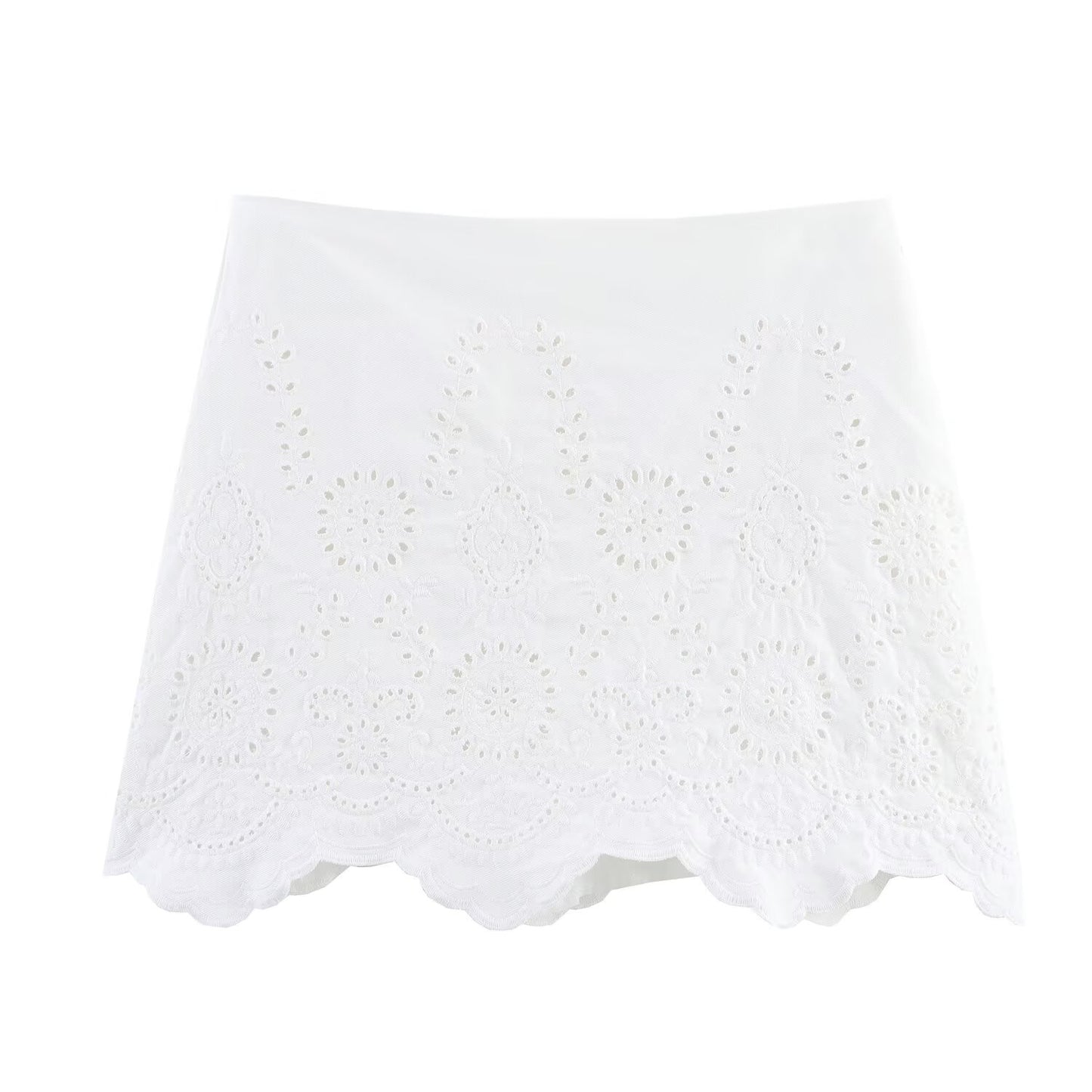 Women's New Fashion Short Hollow Embroidered Vest style Top+Shorts Skirts suit