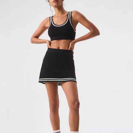 Women's New Fashion Suit New Tennis Skirt Outdoor Knitting Tennis Skirt Suit