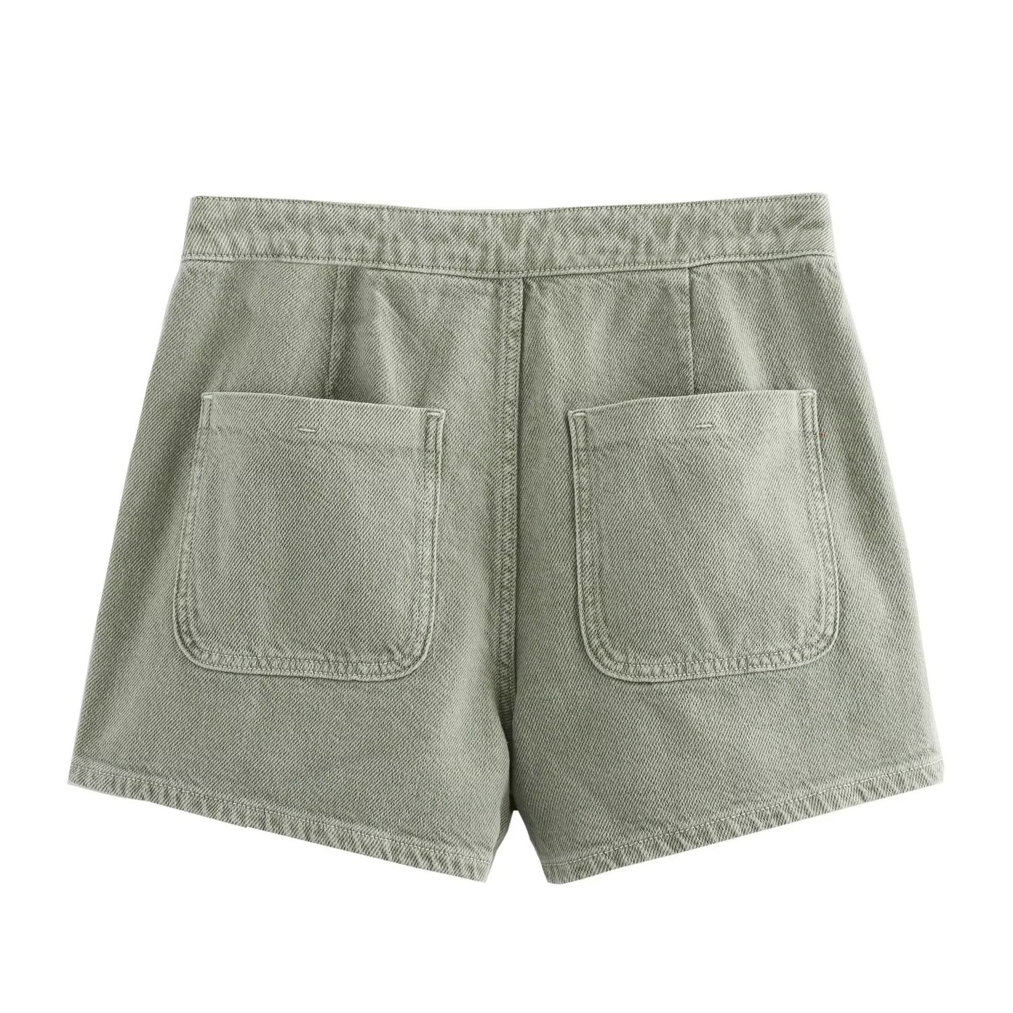 Ladies' new fashion asymmetrical design slim single breasted denim shorts Skirts