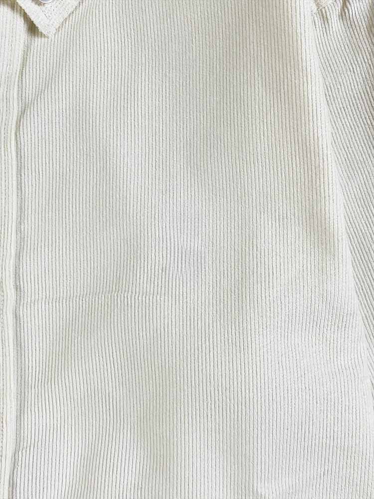 Men and Women with The Same New Fashion Joker Casual Cotton Corduroy Loose Long Sleeve Lapel Shirt Top.