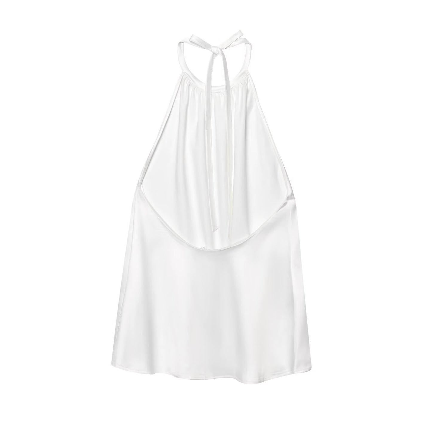 Women's new fashion draped design sleeveless backless hanging neck collar top