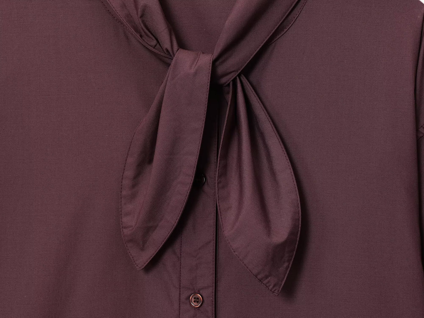 Women's new fashion scarf decoration loose poplin button up shirt