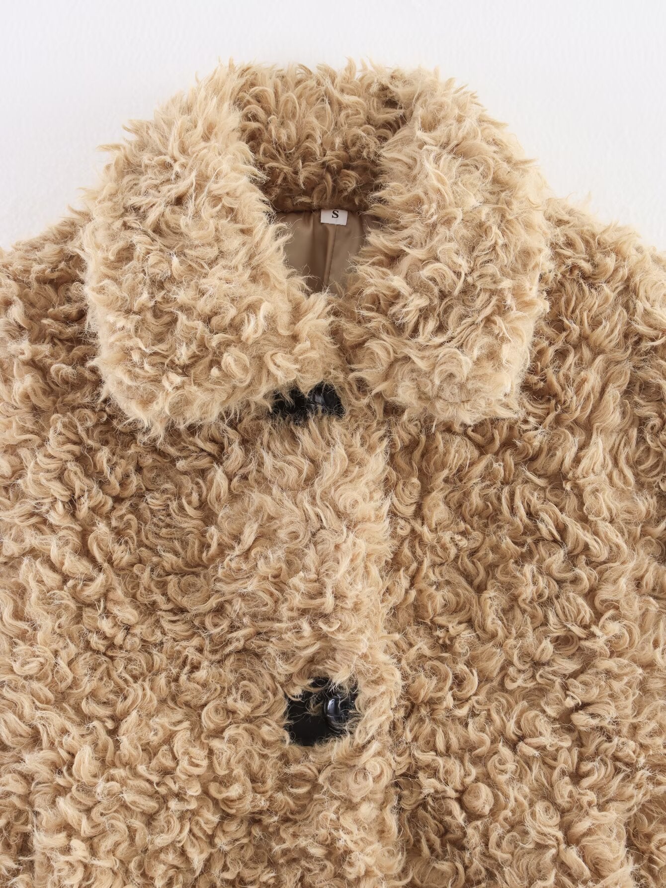 Women's 2025 new fashion faux fur effect short lapel Coat