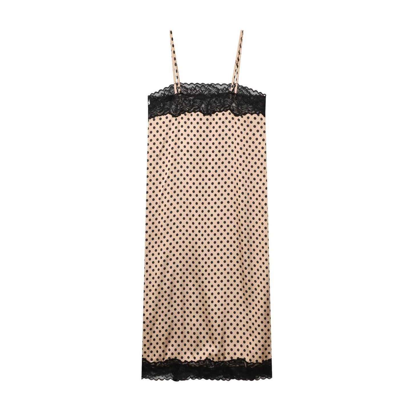 Women's lace decorative polka dot suspender dress