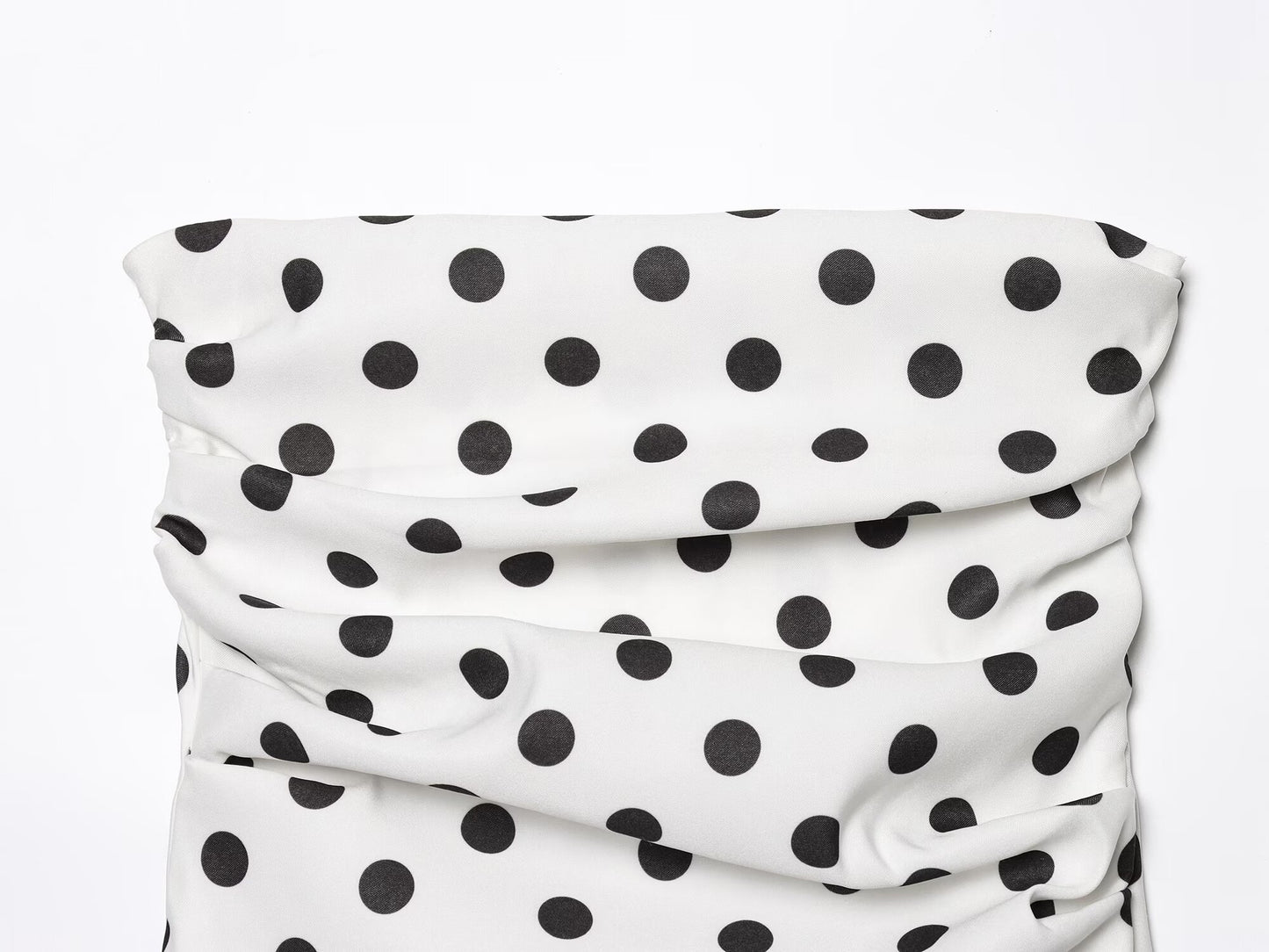 Women's New Fashion polka dot printed tight pleated strapless top