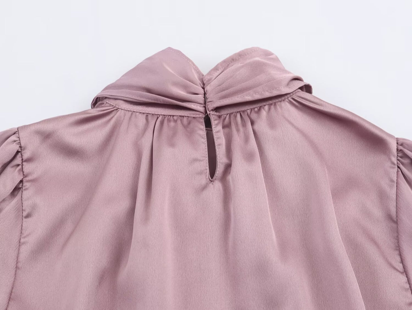 Women's new fashion bow decoration casual satin texture shirt