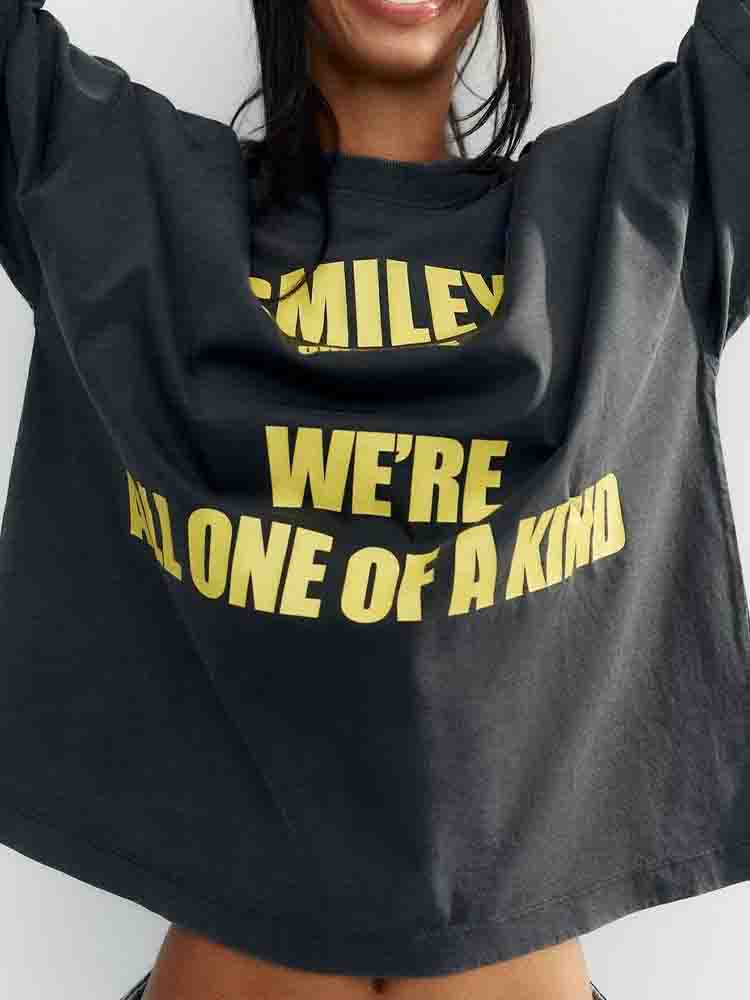 Women's new basic style O Neck T-shirt casual loose letter printed T-shirt short sleeved women's T-shirt