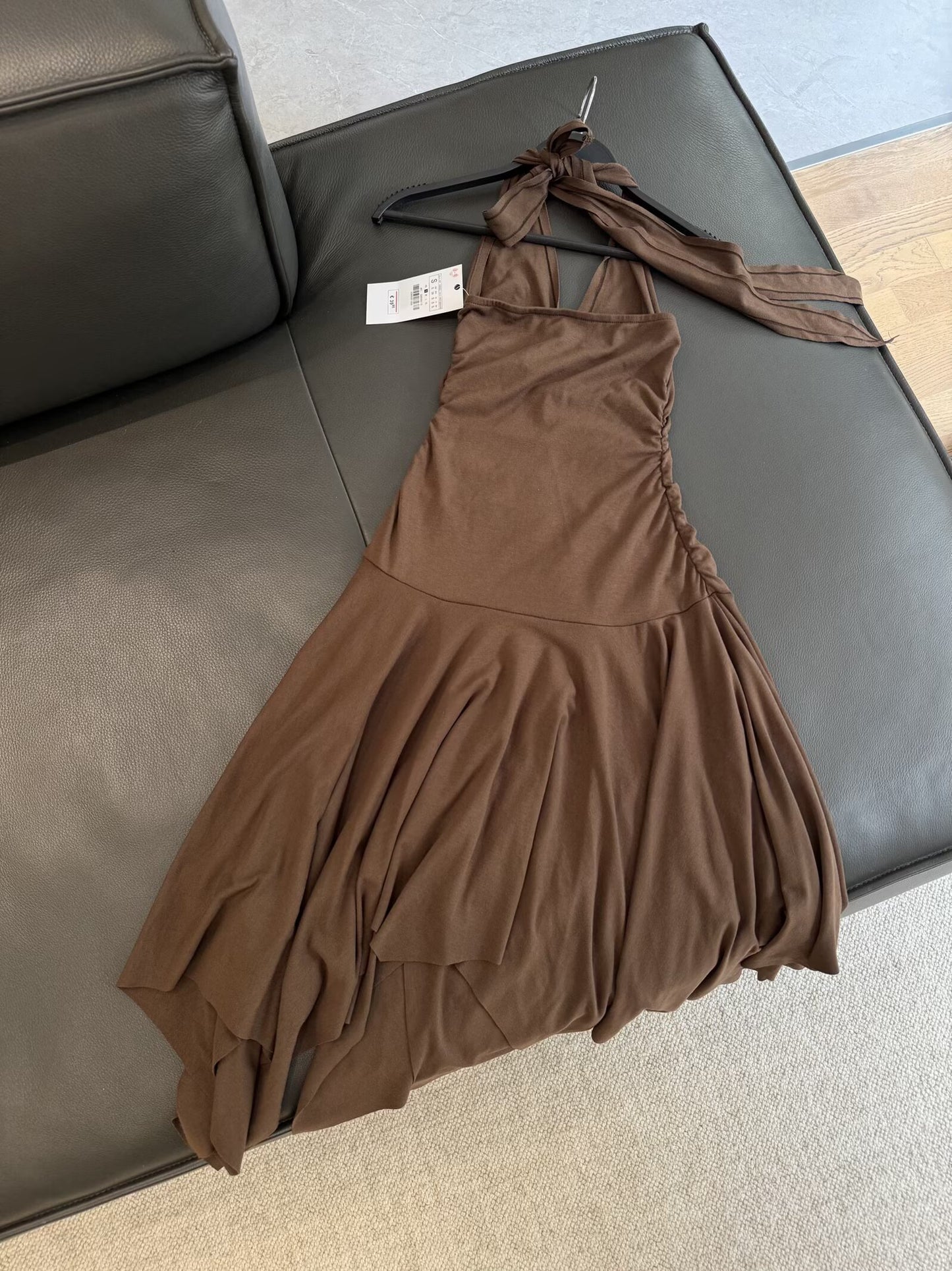 Women's 2025 New Fashion Hanging Neck Asymmetric Midi Dress