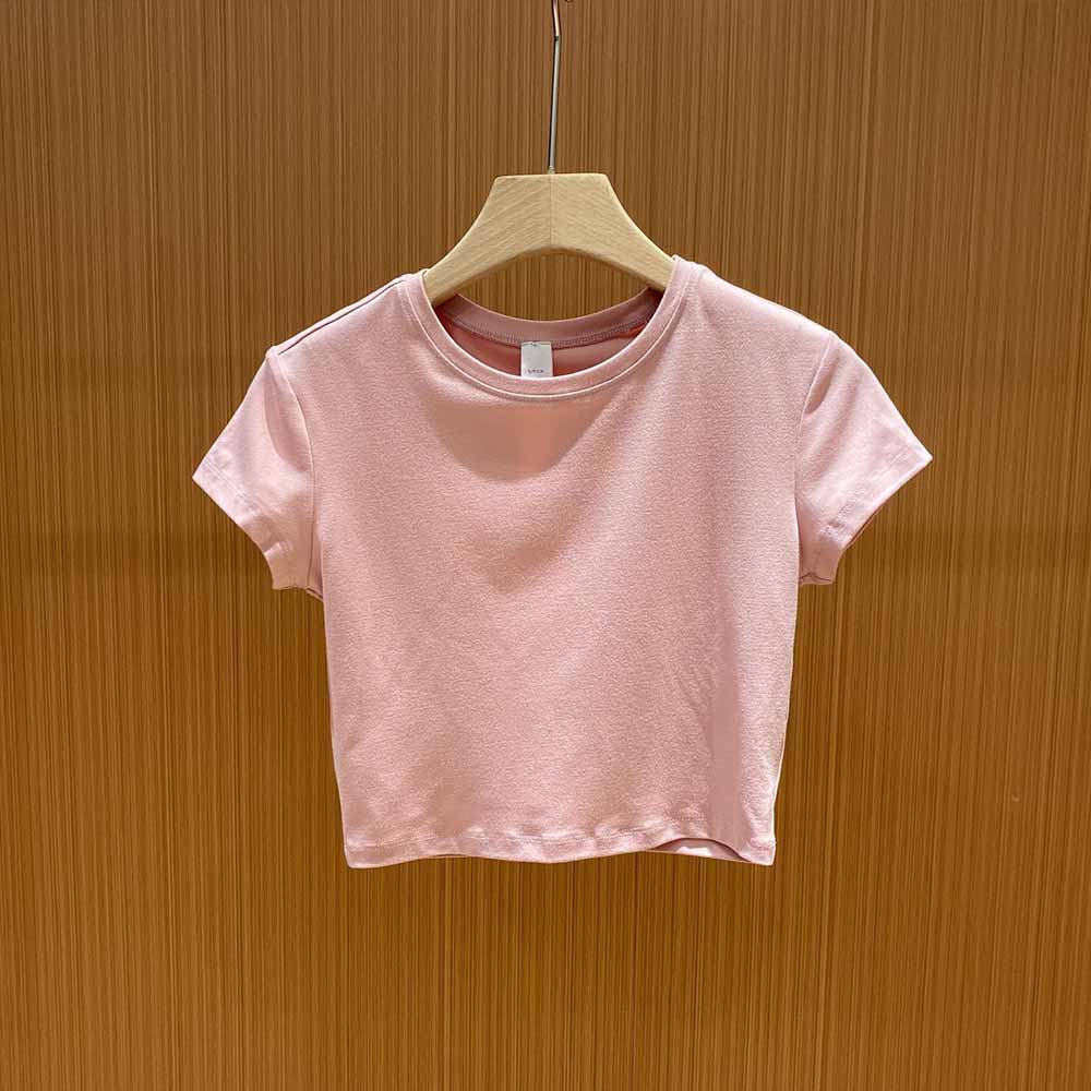 Women's New Fashion Sports Training Yoga Shoulder Short-sleeved T-shirt in Spring and Summer Women's Bottoming Short Blouse.