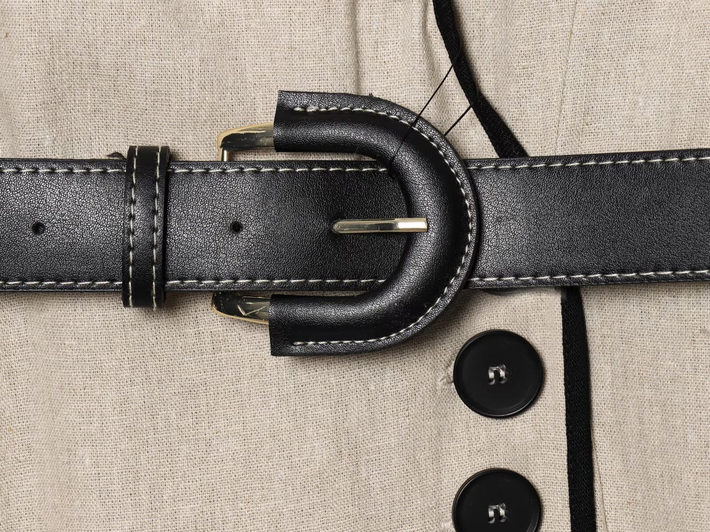 Women's new fashion With Belt Sleeveless Linen Blended V-neck Midi Dress