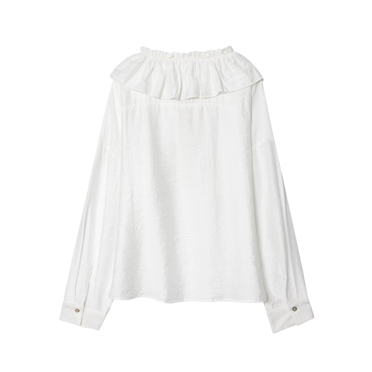 Women's 2025 new fashion linen blended white lace up shirt