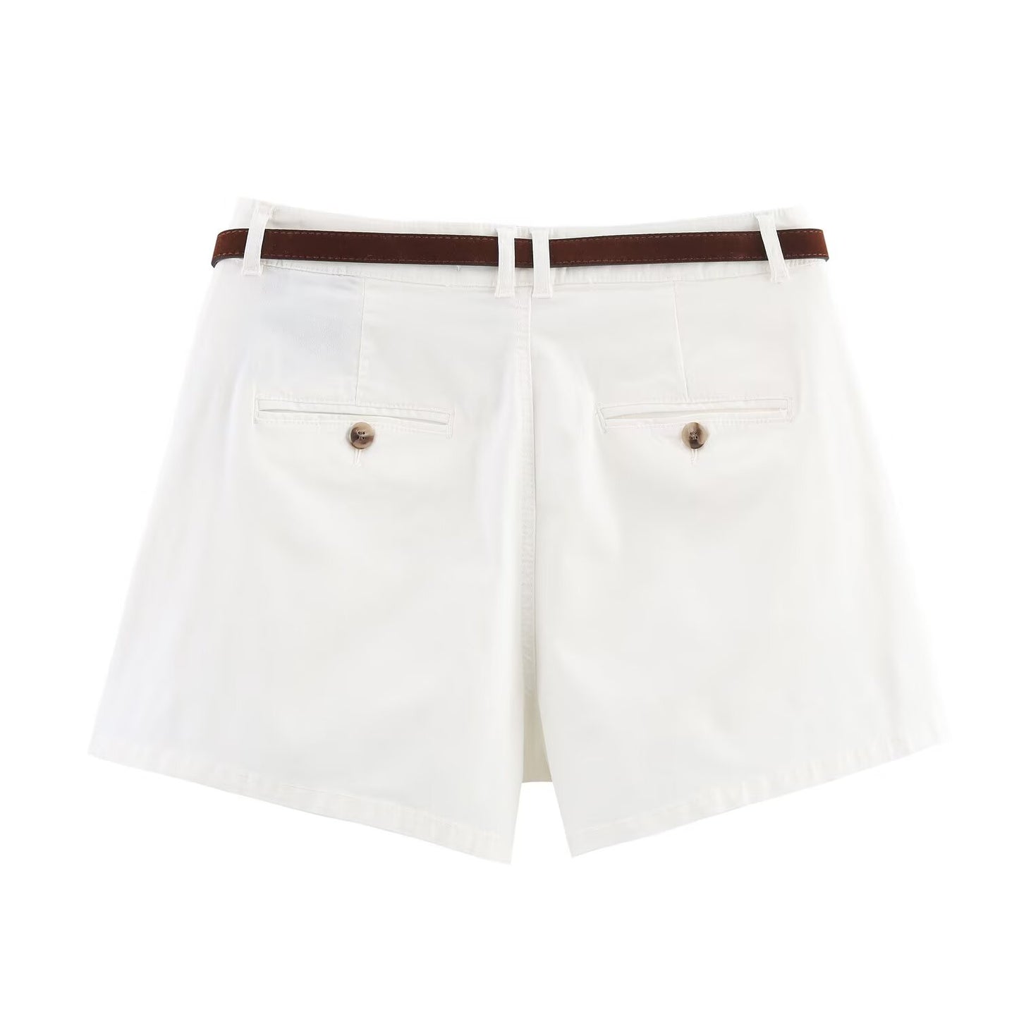 Women's' New Fashion With Belt Side Pocket Casual Versatile High Waist Shorts